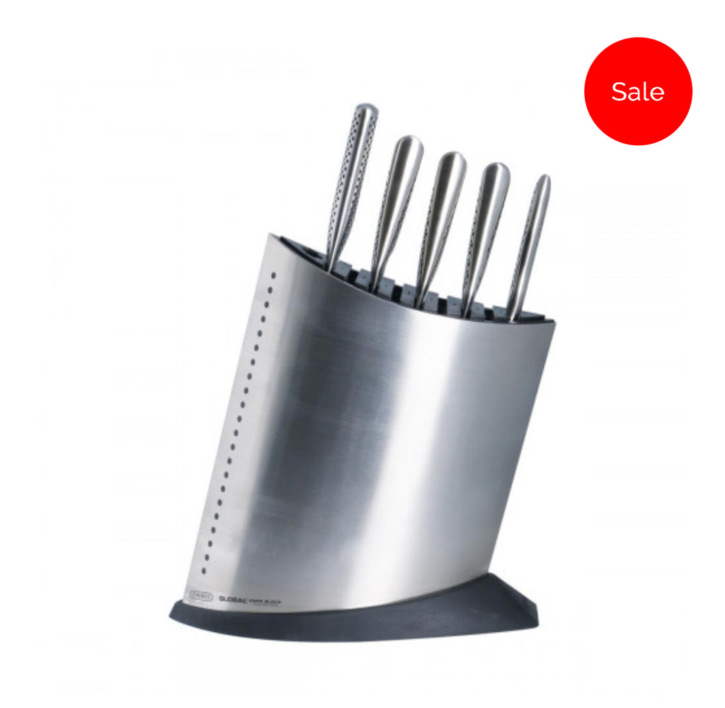 Global GKB-52/ST knife block set, 6-piece, including 5 Global knives