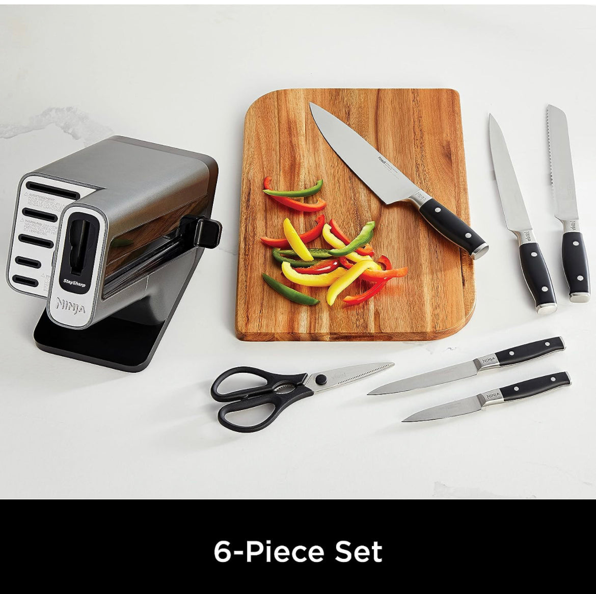 Ninja 5 piece Knife Set with Scissors and StaySharp Block