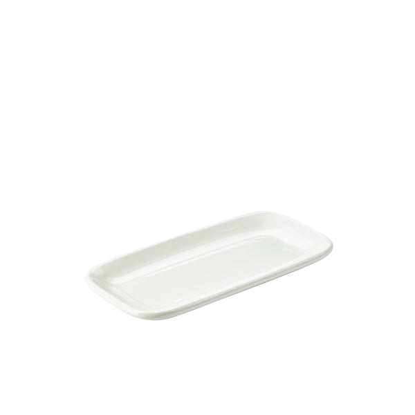 Genware Porcelain Rounded Rectangular Plate 24.5 x 12.5cm/9.75 x 5"