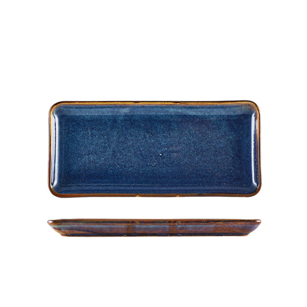 Terra Porcelain Aqua Blue Narrow Rectangular Platter 27 x 12.5cm