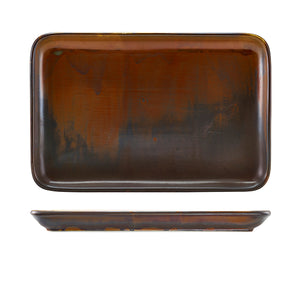 Terra Porcelain Rustic Copper Narrow Rectangular Platter 36 x 16.5cm