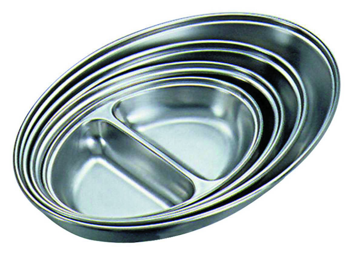 GenWare Stainless Steel Two Division Oval Vegetable Dish 25cm/10"