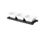 Genware Black Wooden Tray With 3 Dip Dishes