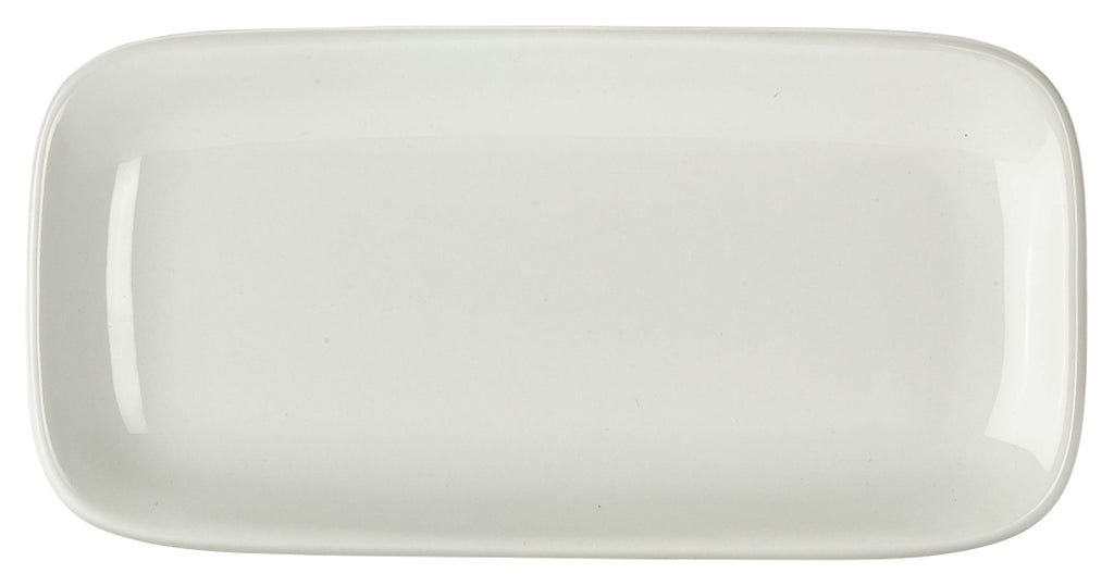 Genware Porcelain Rounded Rectangular Plate 24.5 x 12.5cm/9.75 x 5"
