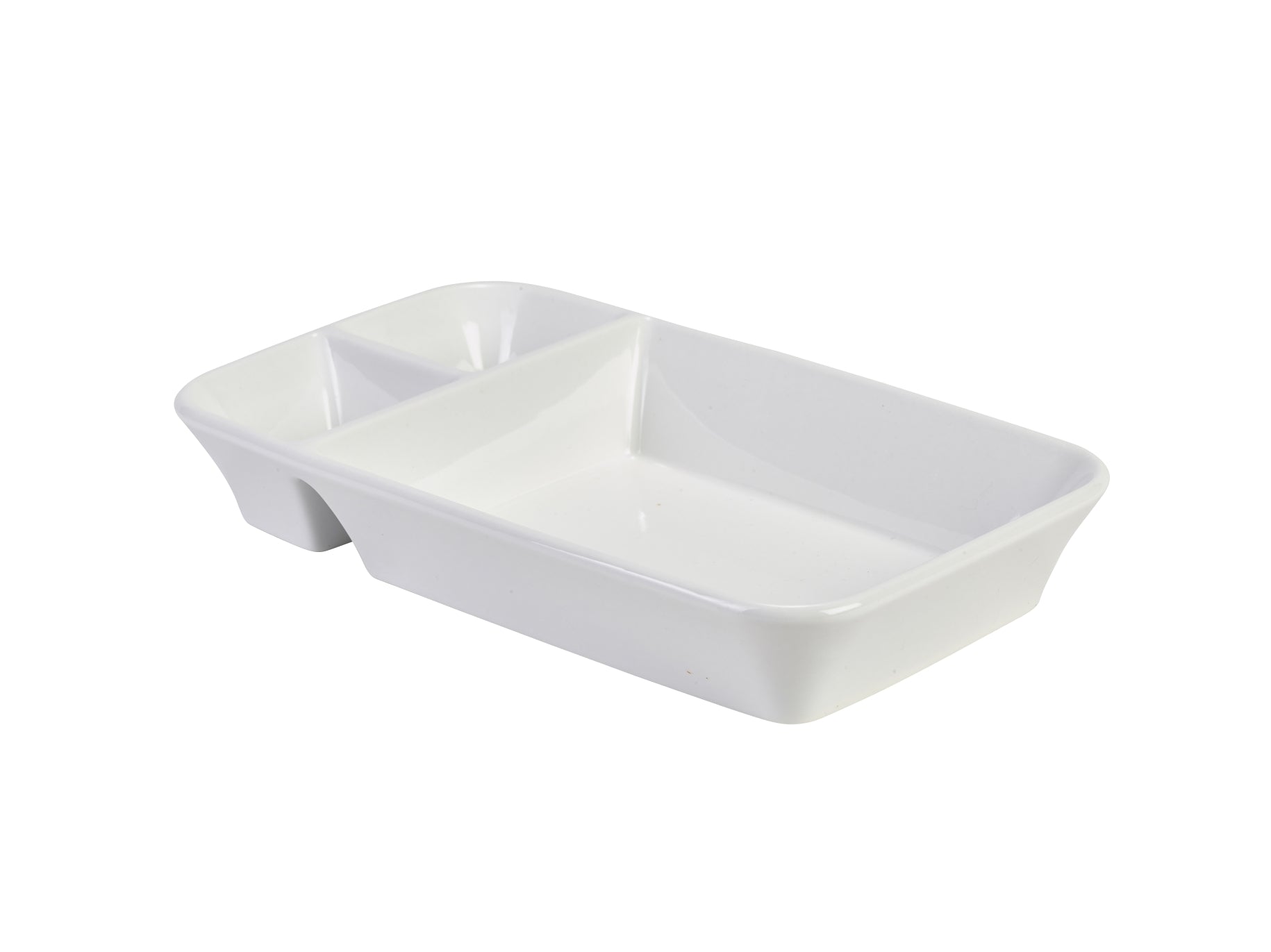 Genware Porcelain Rectangular Divided Dish 26 x 15 x 4cm/10.25 x 6 x 1.5"