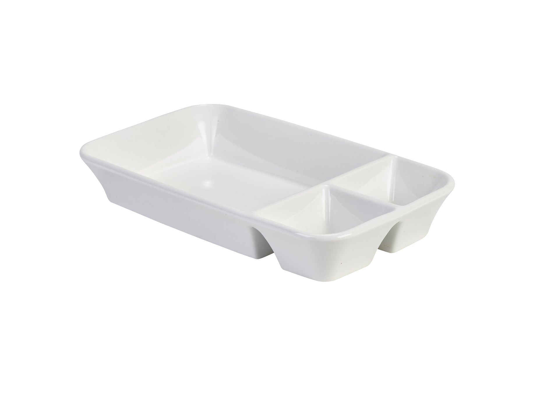 Genware Porcelain Rectangular Divided Dish 26 x 15 x 4cm/10.25 x 6 x 1.5"