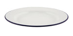 Enamel Wide Rim Plate White & Blue 20cm