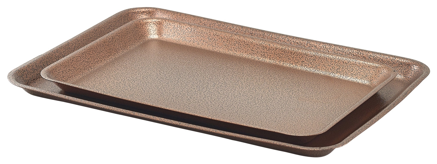 Galvanised Steel Tray 31.5x21.5x2cm Hammered Copper