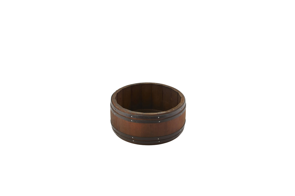 Miniature Dark Wooden Barrel 16.5 Dia x 8cm