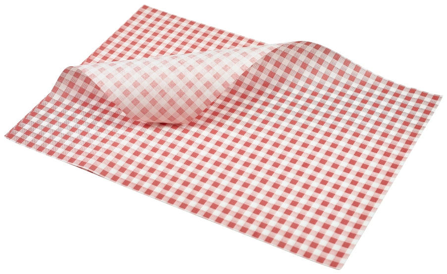 Greaseproof Paper Red Gingham Print 35 x 25cm