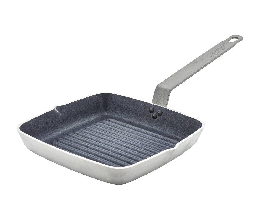 Non Stick Teflon Aluminium Square Ribbed Skillet 24cm