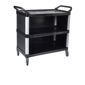Large black plastic trolley with side panels