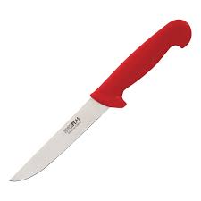 Hygiplas 6" Stiff Blade Boning Knife Red