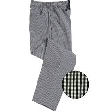 Le Chef Woven Black Small Check Elasticated Trousers